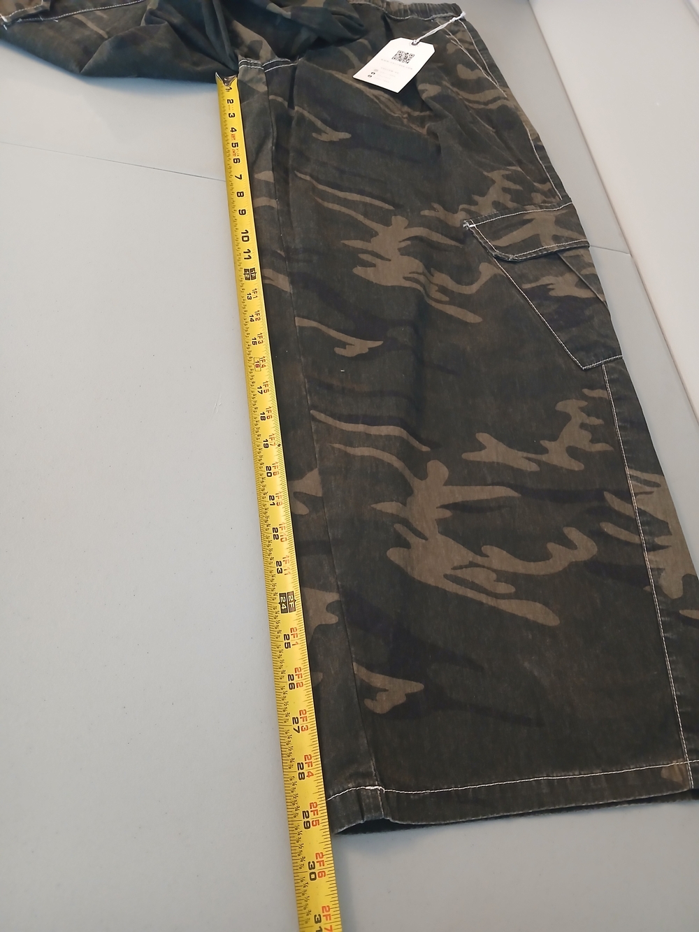 Olive Green & Tan Camo Wide Leg Elastic Waist Cargo Pants L New! - Picture 8 of 10